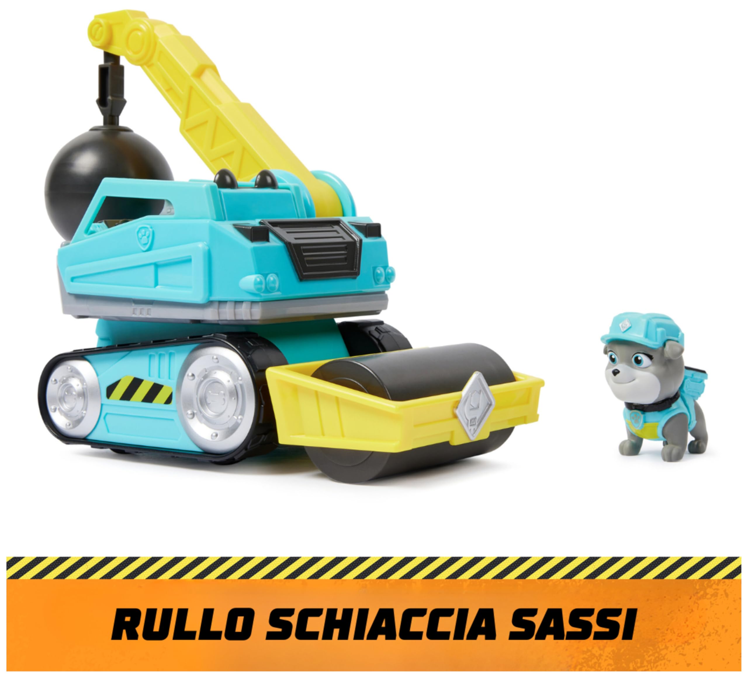 Rubble & Crew, Veicolo da lavoro di Motor, Palla demolitrice con personaggio da collezione, giocattoli per bambini dai 3 anni in su