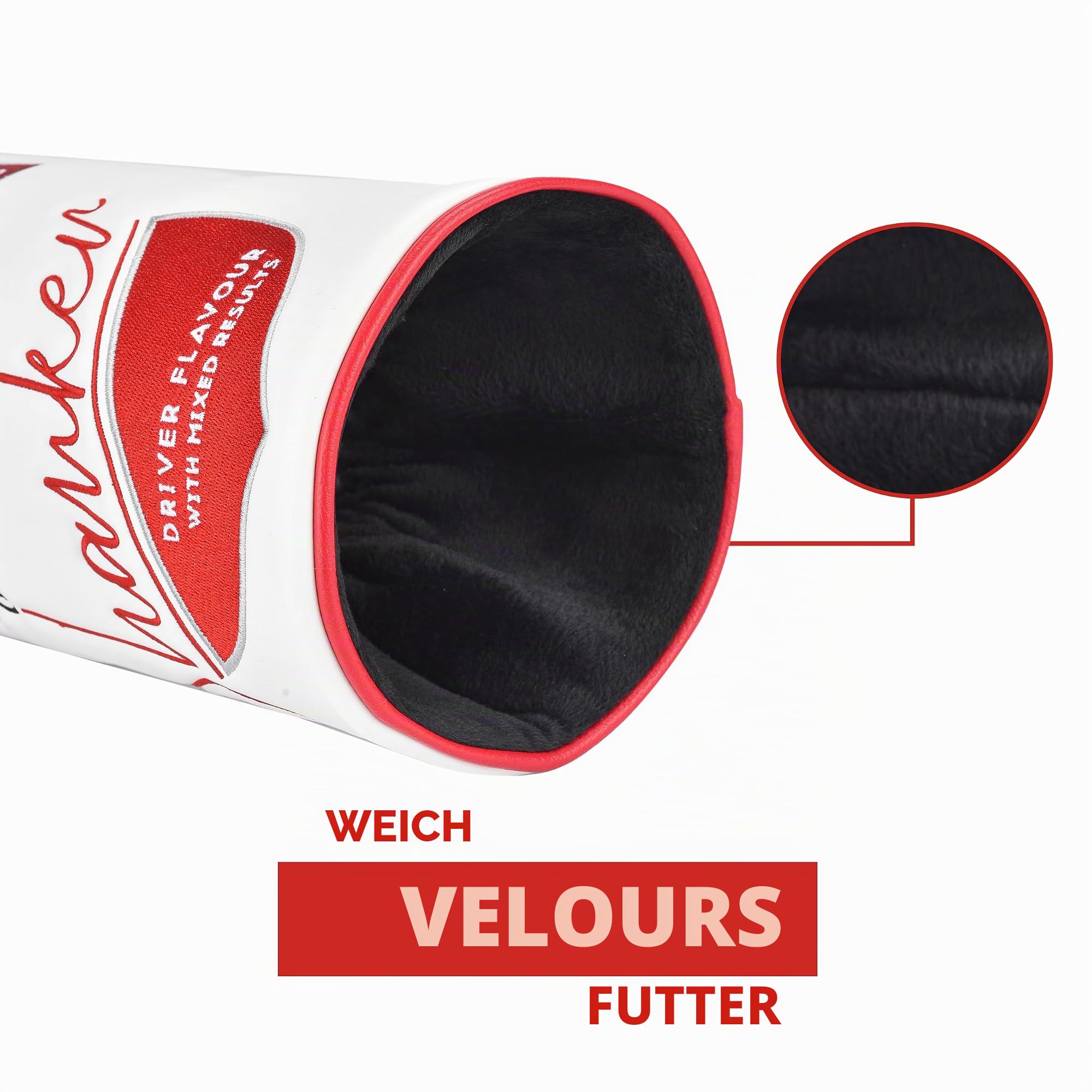 Shanker Golf Schlägerhaube für Fahrer, Bierdosenform, lustig, Tour-Qualität, PU-Leder, Golfschlägerhülle mit gesticktem Muster