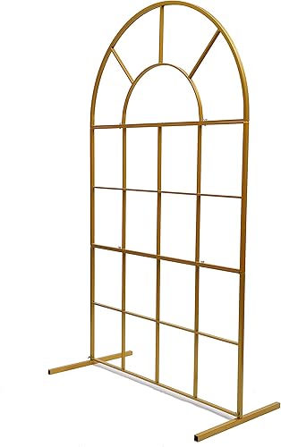 Arcos de boda de metal dorado de 3.9 x 6.5 pies de ancho x 6.5 pies de alto para ceremonia, soporte de arco de hierro para arco de globos para