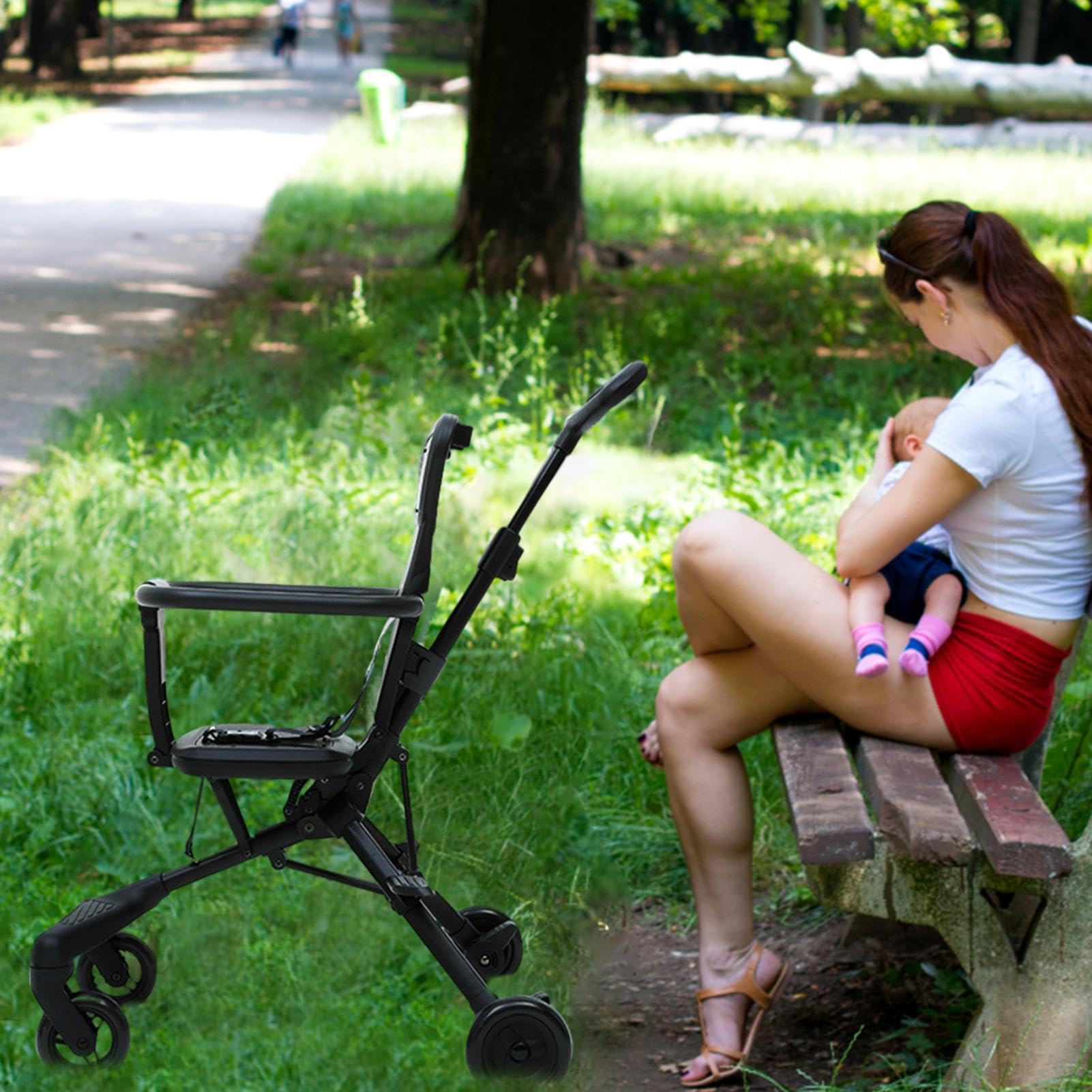 Passeggino pieghevole da viaggio, portatile, confortevole, girevole a 360