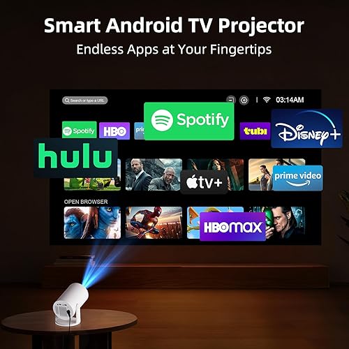 Miniatura 2 de Mini proyector con WiFi y Bluetooth aplicaciones integradas compatible con 1080P, Keystone automático, proyector de película portátil giratorio de