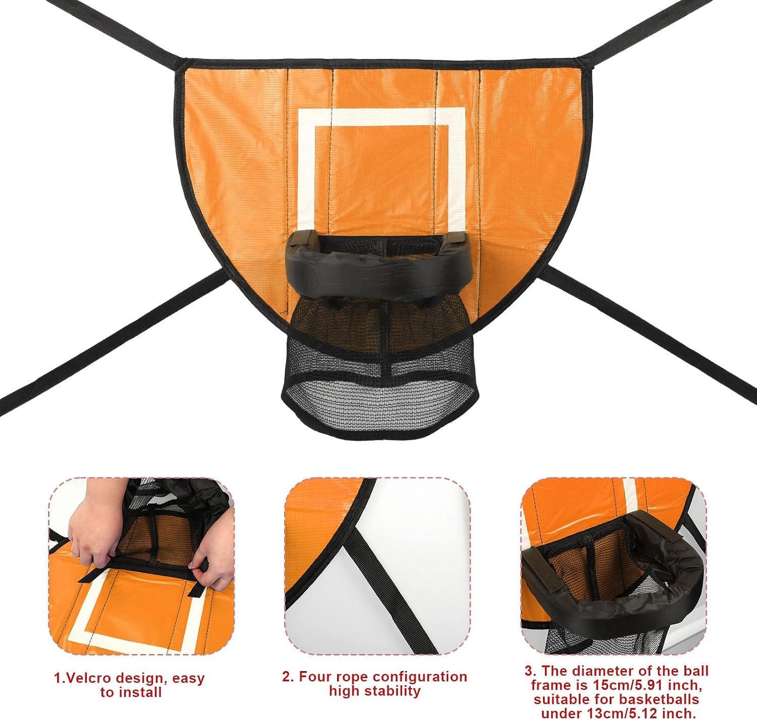 Trampoline Basketball Hoop Set, Trampoline Basketball Hoop Attachment Waterproof Basketball Goal for Trampoline Soft Basketball Game Accessories for All Ages Basketball Lovers