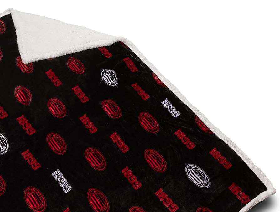 Coperta A.C.Milan Ufficiale In Pile Sherpa 130x160 Cm - Plaid Invernale Doppio Strato Per Divano E Letto - Foto 13