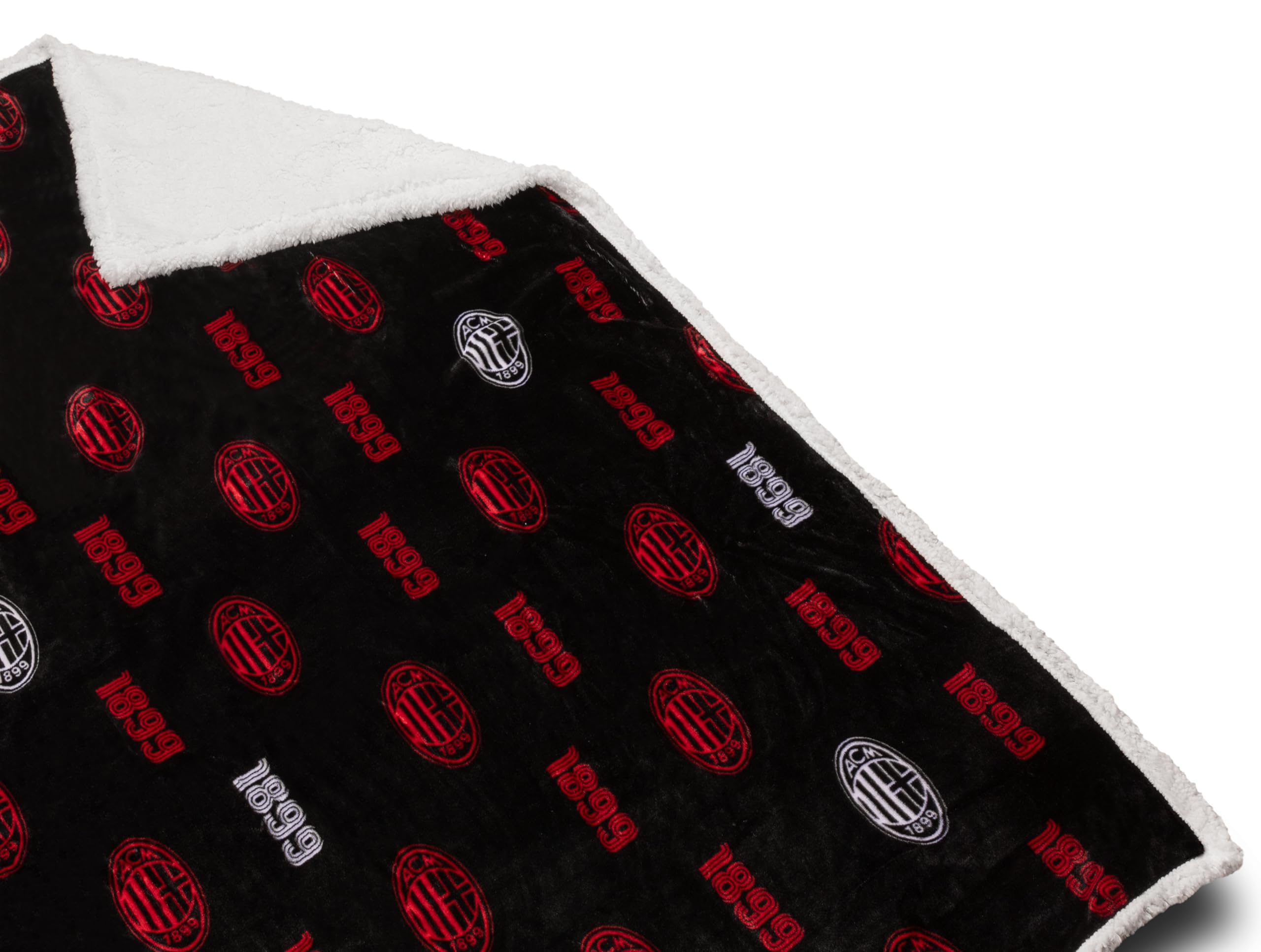 hermet A.C.Milan, Coperta Plaid Pile Sherpa Agnellato, 130x160, Invernale, Doppio Strato, Letto Divano, Morbida Calda, Prodotto Ufficiale