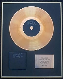 Century Music Awards - AC/DC - Disco LP de edición limitada con revestimiento dorado de 24 quilates, color negro