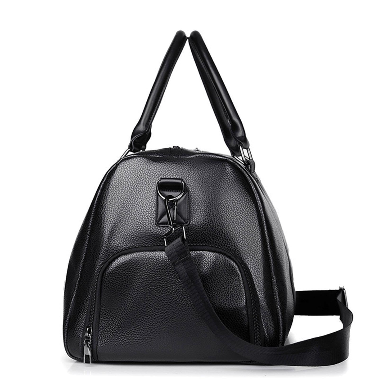Generic Borsa Da Viaggio Uomo Borsa Da Viaggio Borsa Portaoggetti Da Palestra Borsa Sportiva Impermeabile in Pelle PU Multitasche Adatta per Viaggi Lavoro Fin, Nero
