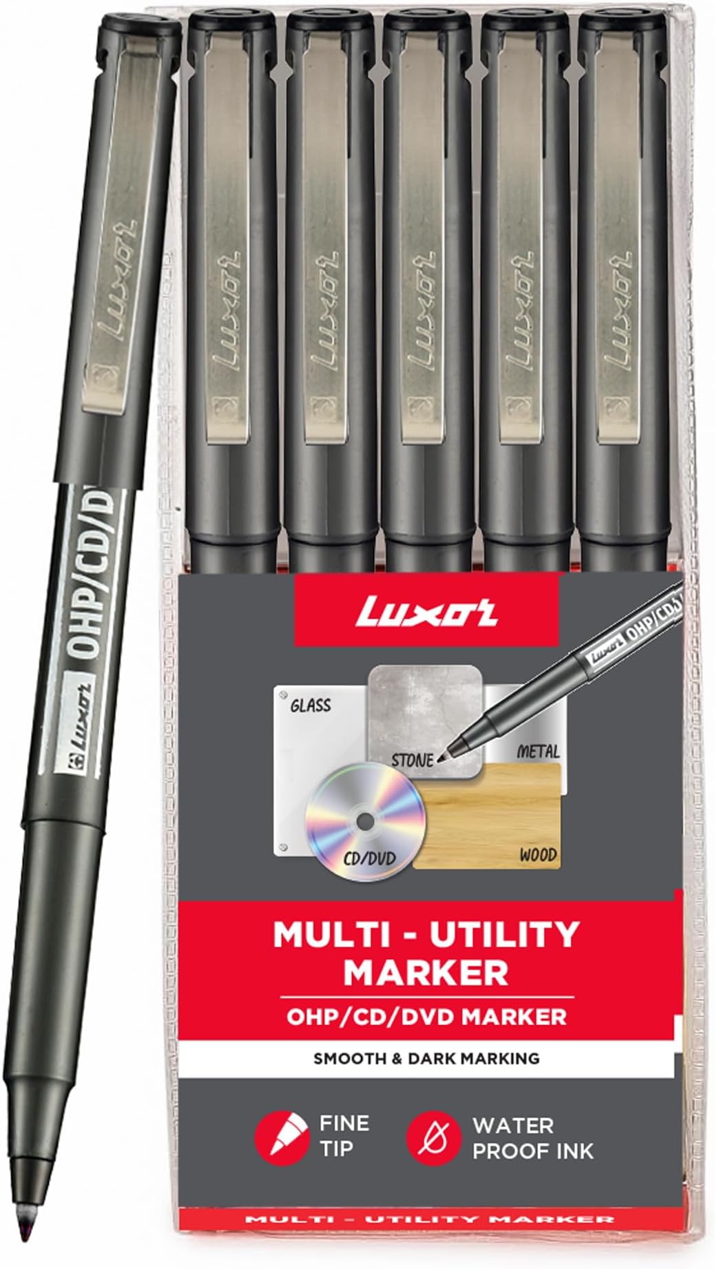 969 OHP Fine Permanent Marker - Black - Set of 5
