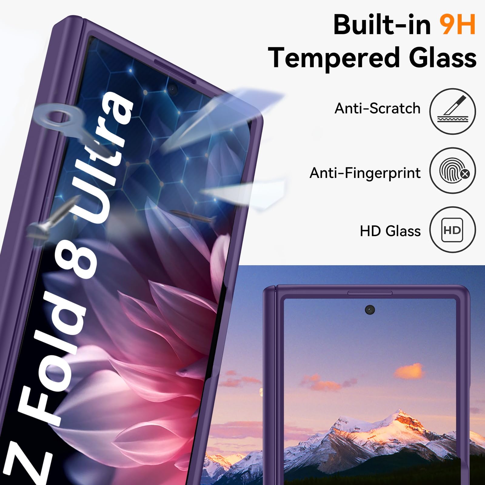 BENTOBEN Custodia per Samsung Galaxy Z Fold 8 Ultra 2026 [protezione cerniera + pellicola protettiva per schermo HD] [adatta per Magsafe] Custodia protettiva di grado militare traslucida opaca per Z