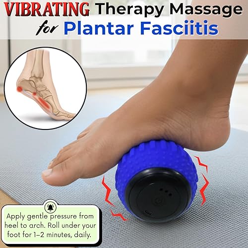 Miniatura 4 de ZeenKind Bola de masaje vibratoria de maní para fascitis plantar, alivio del dolor muscular con 4 velocidades, terapia de tejido profundo para