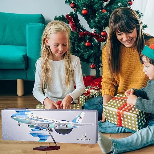 Miniatura 8 de Modelo grande a escala 1:150, avión Air Force One Boeing 747, modelos de avión fundido a presión, modelo de avión americano con engranaje de luz LED