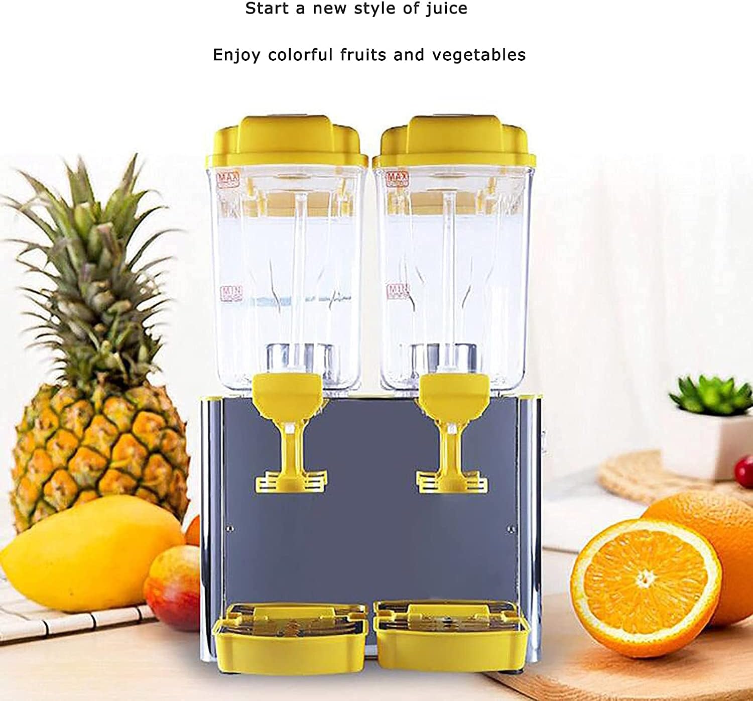 Two-Cylinder Hot and Cold Drink Machine, Cafeteria Juice Machine Drink Machine Automatic Cold Ice Tea Beverage 18L Large Capacity Restaurant Party