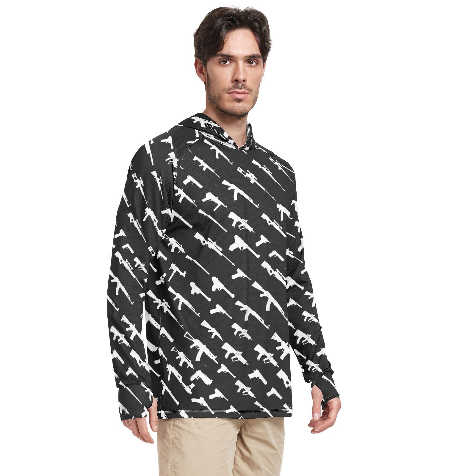 Rogue Status Gun Men's UPF 50+ Sun Protection Hoodie Shirt with Long Sleeve SPF Fishing Outdoor UV Protection Lightweight Shirts