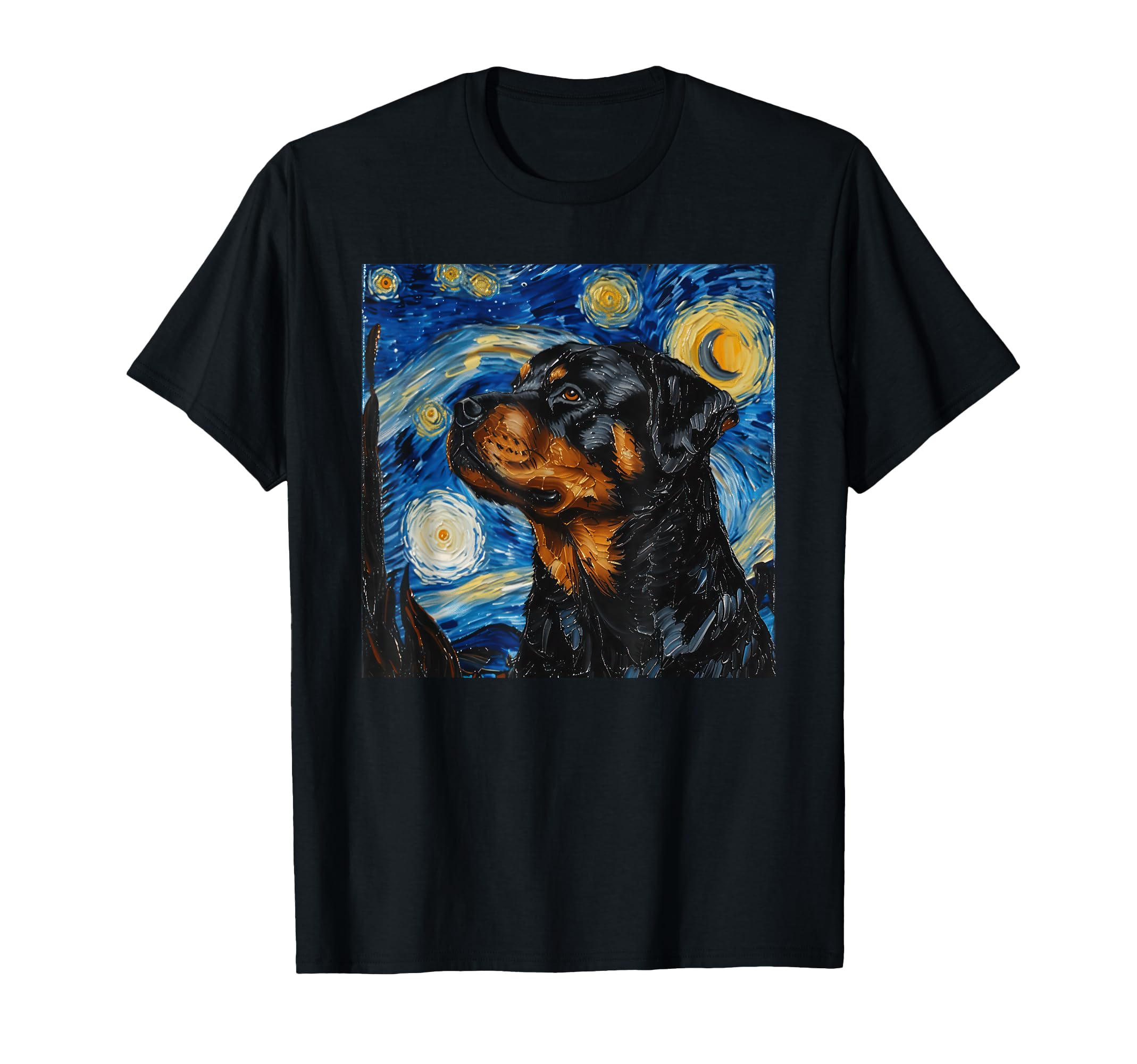 Rottweiler Dog Van Gogh Style Starry Night T-Shirt