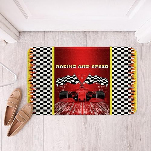 Miniatura 1 de Erosebridal Alfombra de coche de carreras para niños y niñas, tapete de baño rojo de carreras para adolescentes y adultos, alfombra de área temática