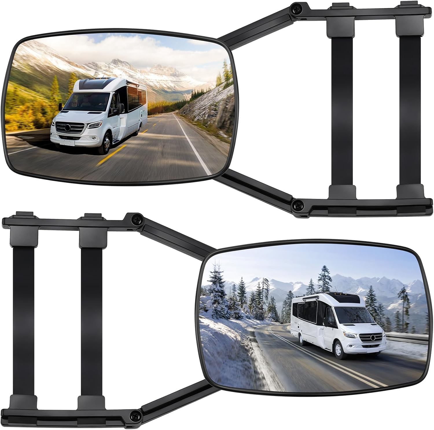 CR-MOESANCO® Espejos Coche para Caravana, Remolque, Espejos Auxiliares Retrovisores Adaptables, Sistema de Sujeción Universal, Fácil Instalación