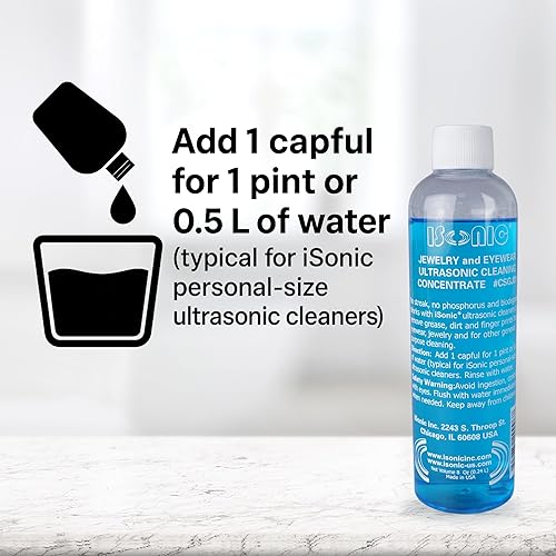 Miniatura 5 de iSonic Limpiador ultrasónico D2840 de la joyería con el concentrado CSGJ01, 110V de la solución de limpieza