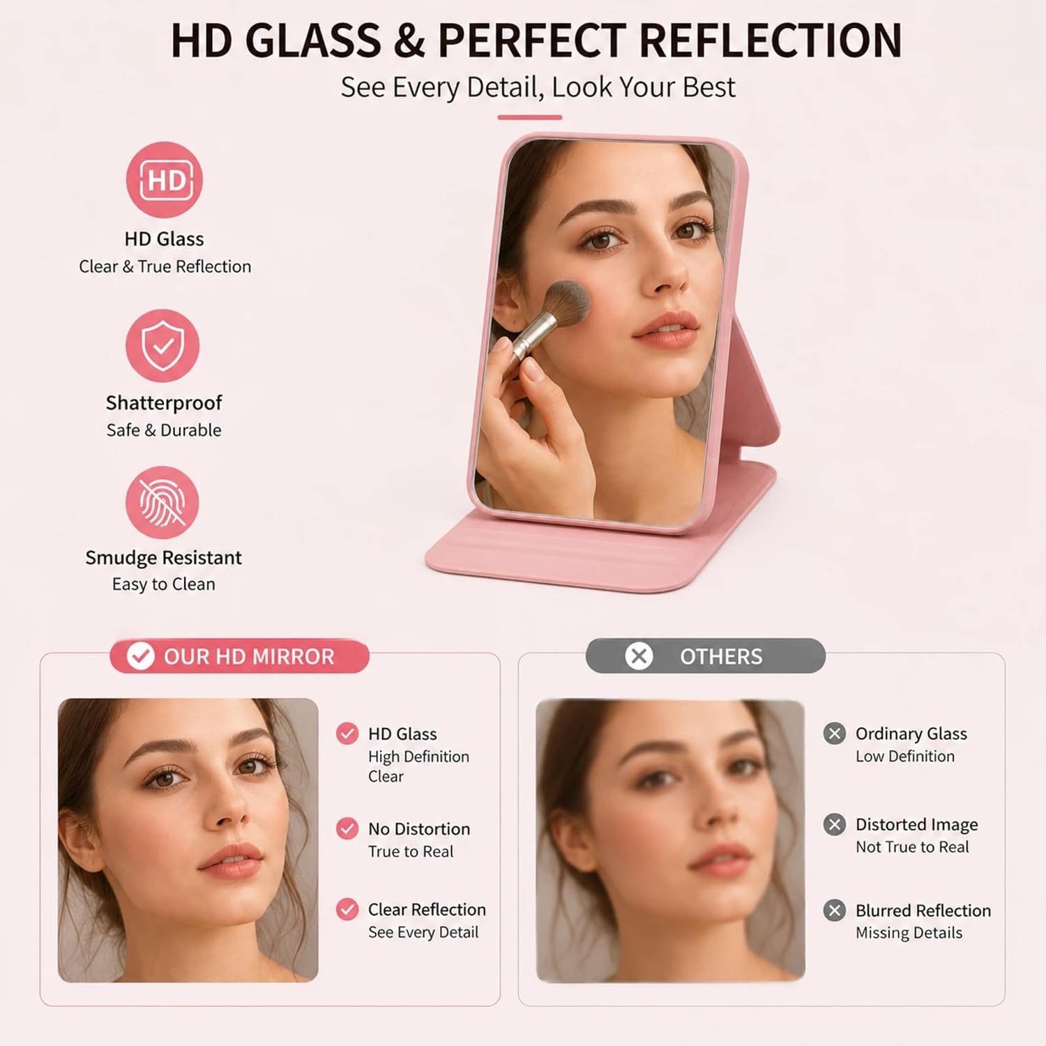 KingYue 12 Pcs Compact Mirror Bulk, Rectangle Folding Pocket Makeup Mirrors | 4.25'' compact mirrors in 6 colors with PU covers, portable for travel, makeup bags, party favors, and group gifting