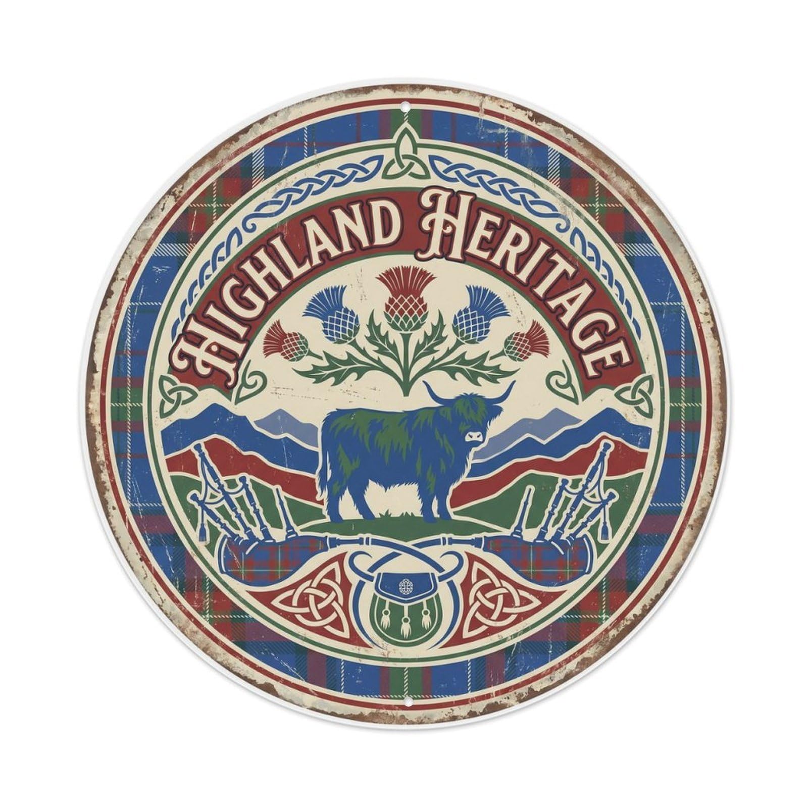 Vintage Travel Highland Heritage Scotland Metal Tin Sign