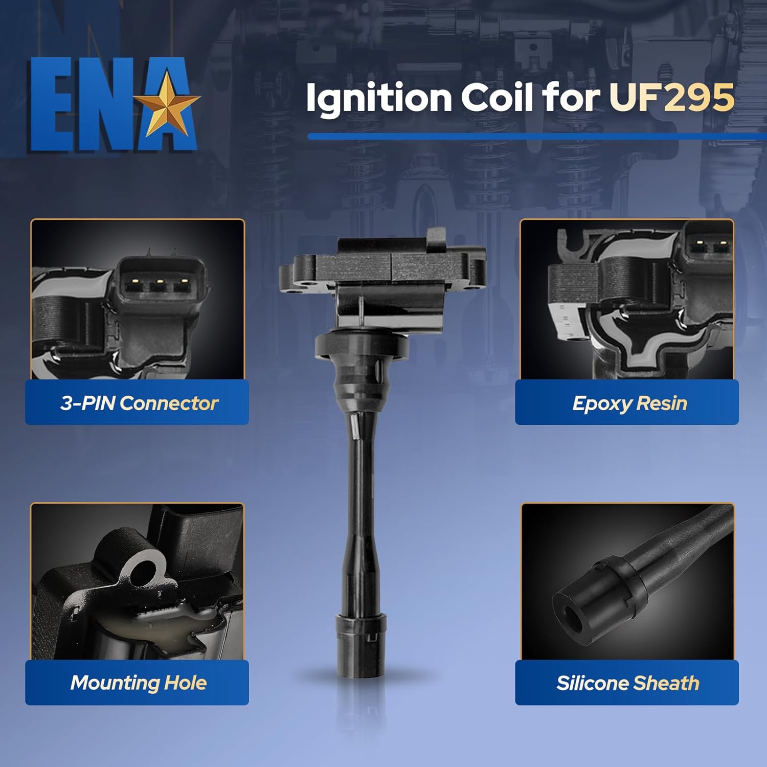 ENA Set of 2 Ignition Coil Pack 1997-2005 Compatible with Mitsubishi Chrysler Sebring Dodge Stratus Eclipse Galant Lancer Mirage Outlander 1.8L 2.0L 2.4L Coils Replacement for UF295 UF141