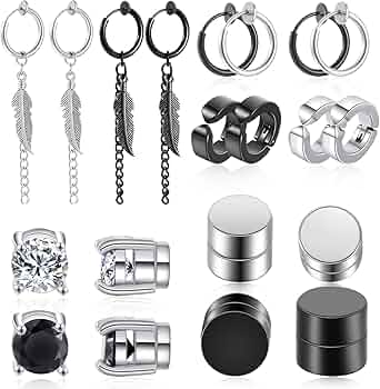 10 Paia Orecchini Magnetici Croce - Acciaio Inox Senza Foro Per Uomini E Donne - Foto 11