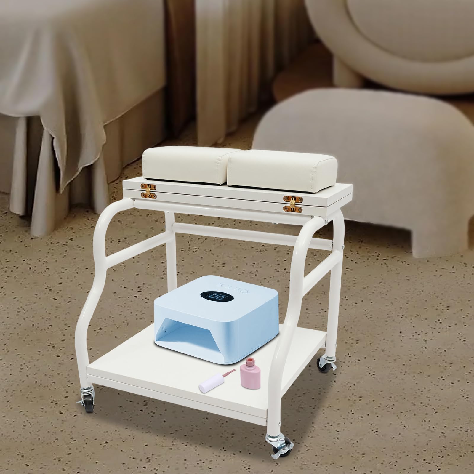 Carrito para baño de pies con 4 ruedas universales, tapa plegable, pedicura accesorio salón