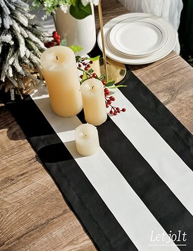 Miniatura 8 de Letjolt Juego de 4 manteles individuales a rayas para mesa de comedor y mesa de cocina