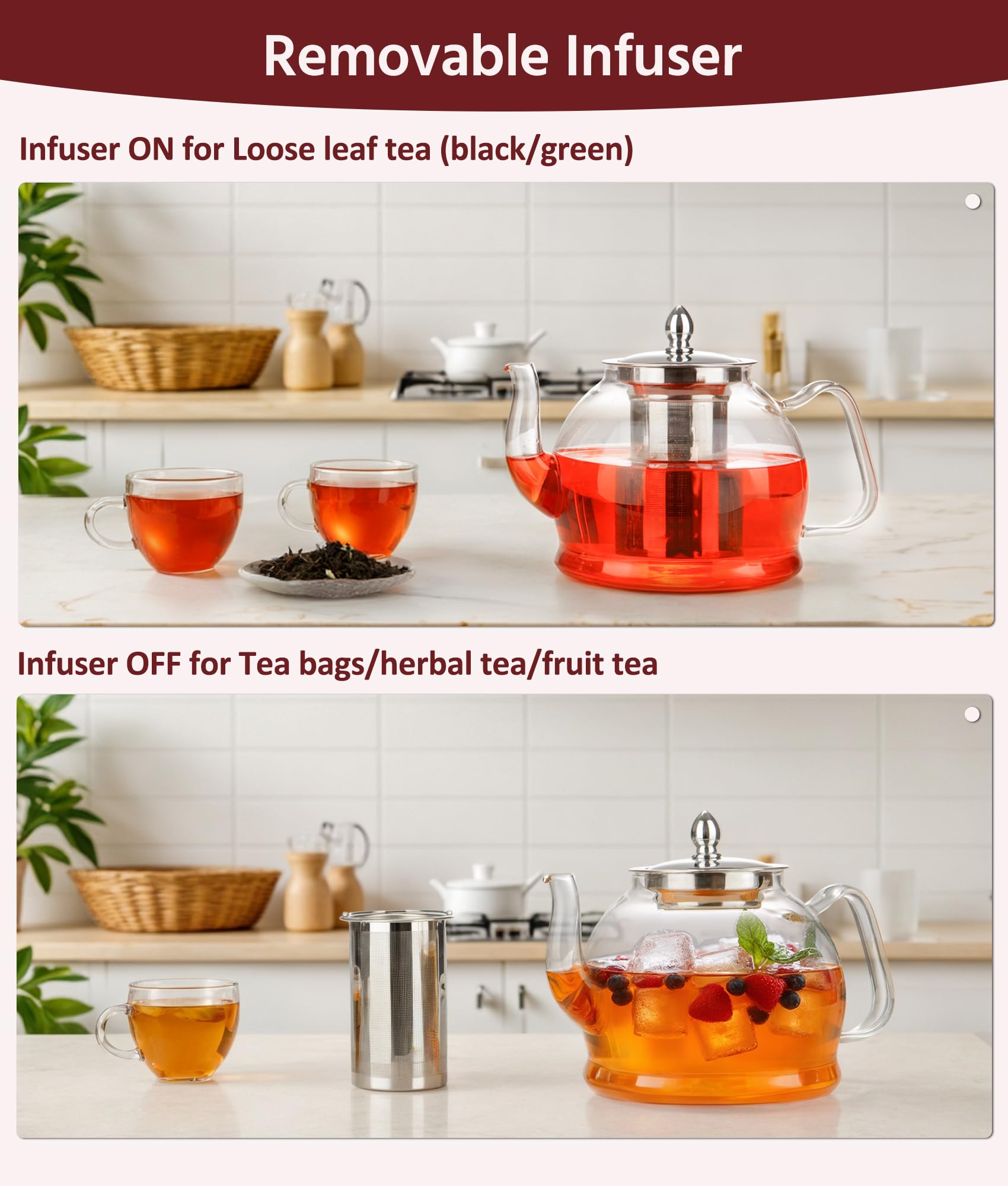 Small Teapot Spring Chef 1500ml Glass Teapot With Infuser ...