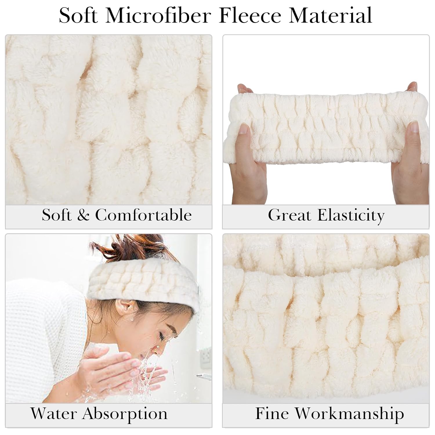Huachi 3PCS Microfiber Towel Headband for Washing Face, Skincare Makeup Facial Spa Headbands for Women Girls Face Wash Hair Band Skin Care Shower Hairband Hair Accessories image 2