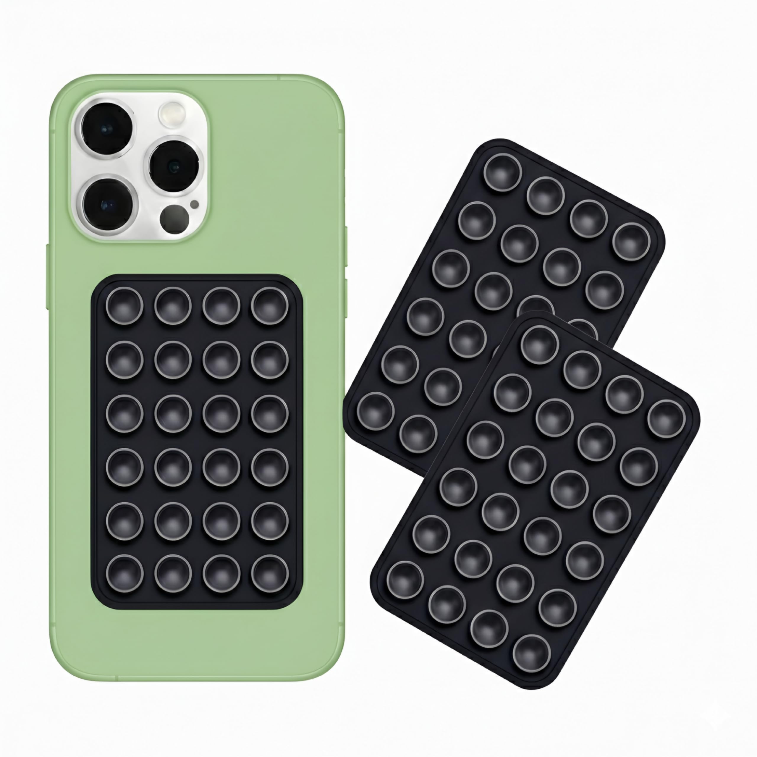 Silicone Suction Phone Holder Pad for Wall & Mirror – Strong Sticky Reusable Suction Mount for Selfies, Video Recording, Bathroom, Kitchen – (Black) (Pack of 3)-image-12