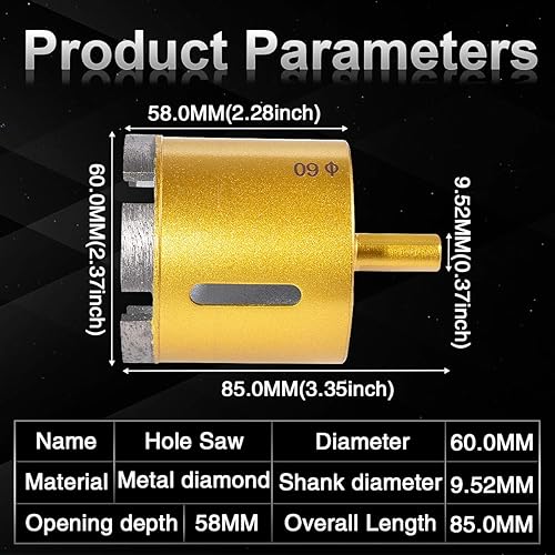 Miniatura 9 de KATUR Broca de sierra de diamante de 0.315 in de diámetro, broca de núcleo hueco de mármol de porcelana de pizarra para vidrio, cerámica, porcelana,
