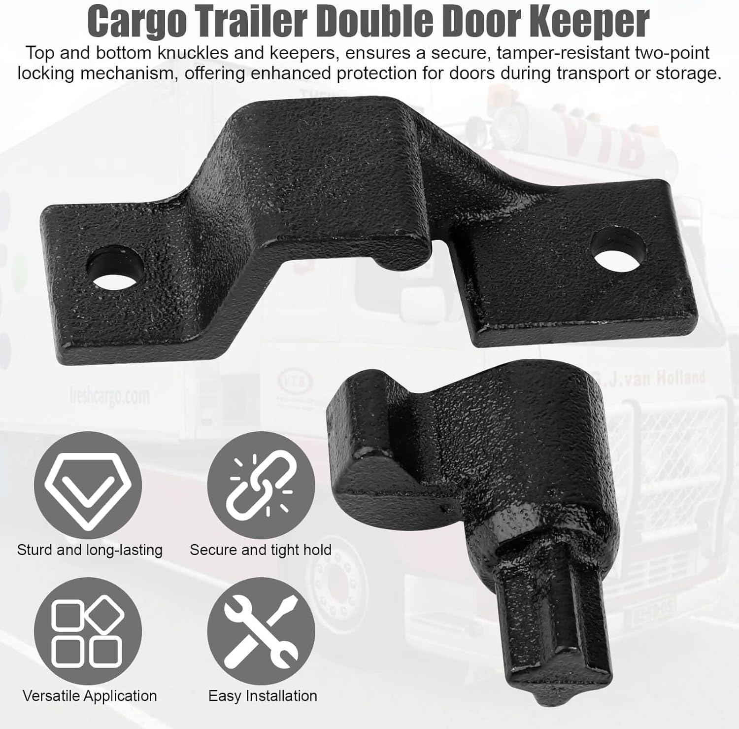 Dump Trailer Cam Lock Door Assembly Set, Replacement for Cam Bar Rear/Side Trailer Door Keepers, Cargo Trailer Double Door Keeper for Trailer Door Cam Lock Hardware Assemblies - (Set of 4)