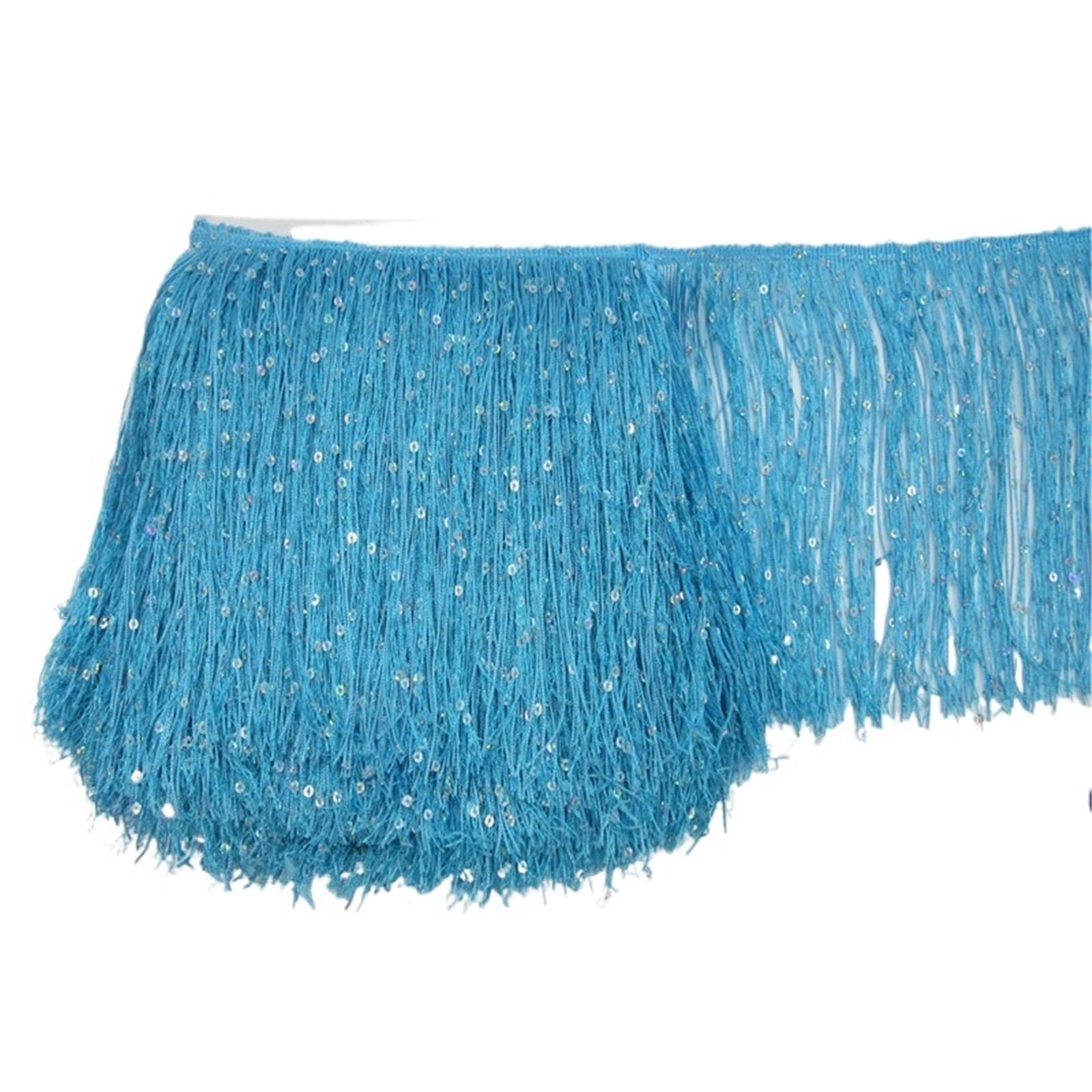 Tassel Fringe Trim 1 Yard 20CM Long Polyester Sequins Tassel Fringe Lace Trim Ribbon Sew Latin Dress Stage Garment Curtain Accessories(Color7)