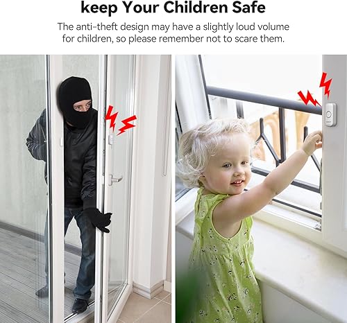 Miniatura 4 de Alarmas de puerta para seguridad de los niños, alarma de ventana VOXON para seguridad del hogar, alarma de seguridad personal para ventana, sensor