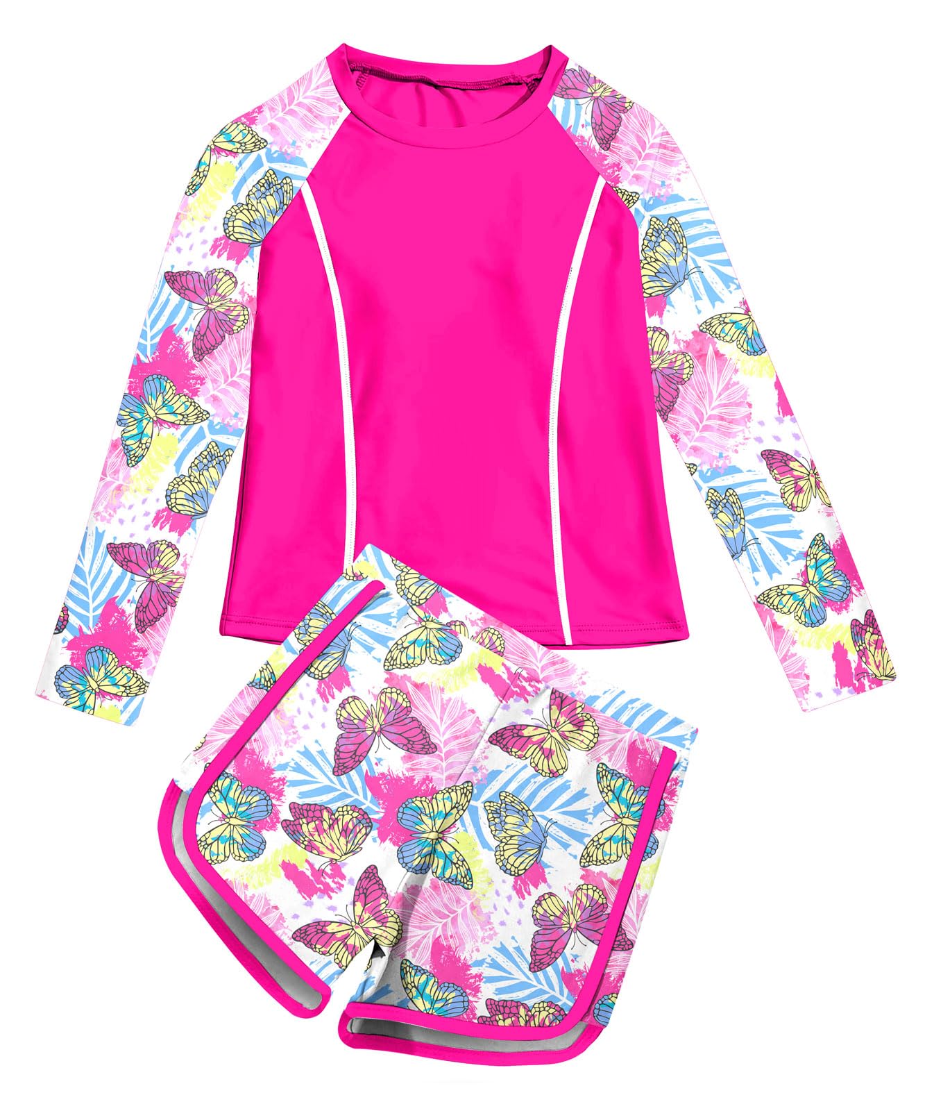 Vogseek Girls Rash Guard Swimsuits 2 Piece Bathing Suit Size 7-14T