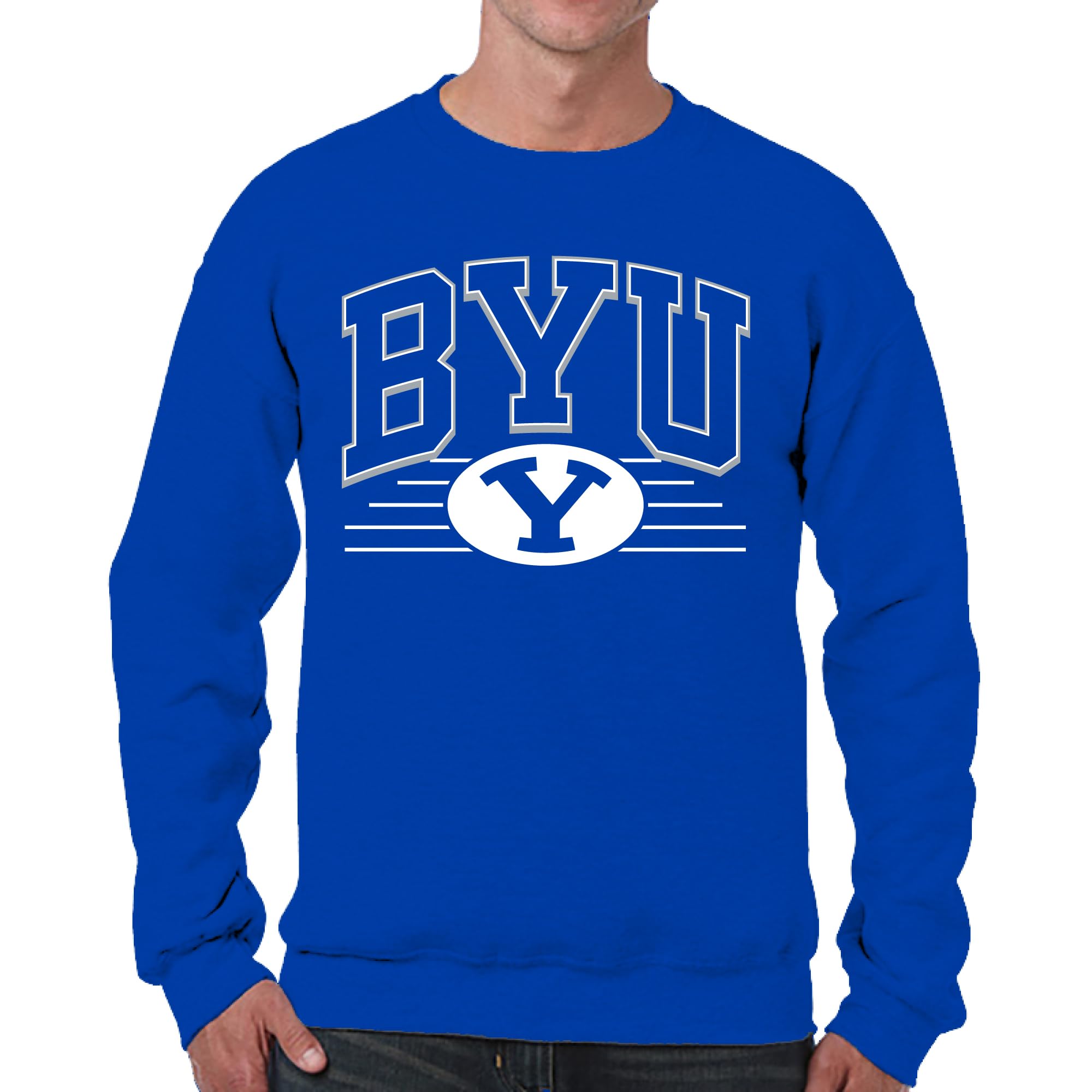 Campus Colors NCAA Adult Unisex Overtime Classics Crewneck Fleece Sweatshirt, Cozy Cotton Poly Blend, Timeless Design, Royal, Medium โ image 1