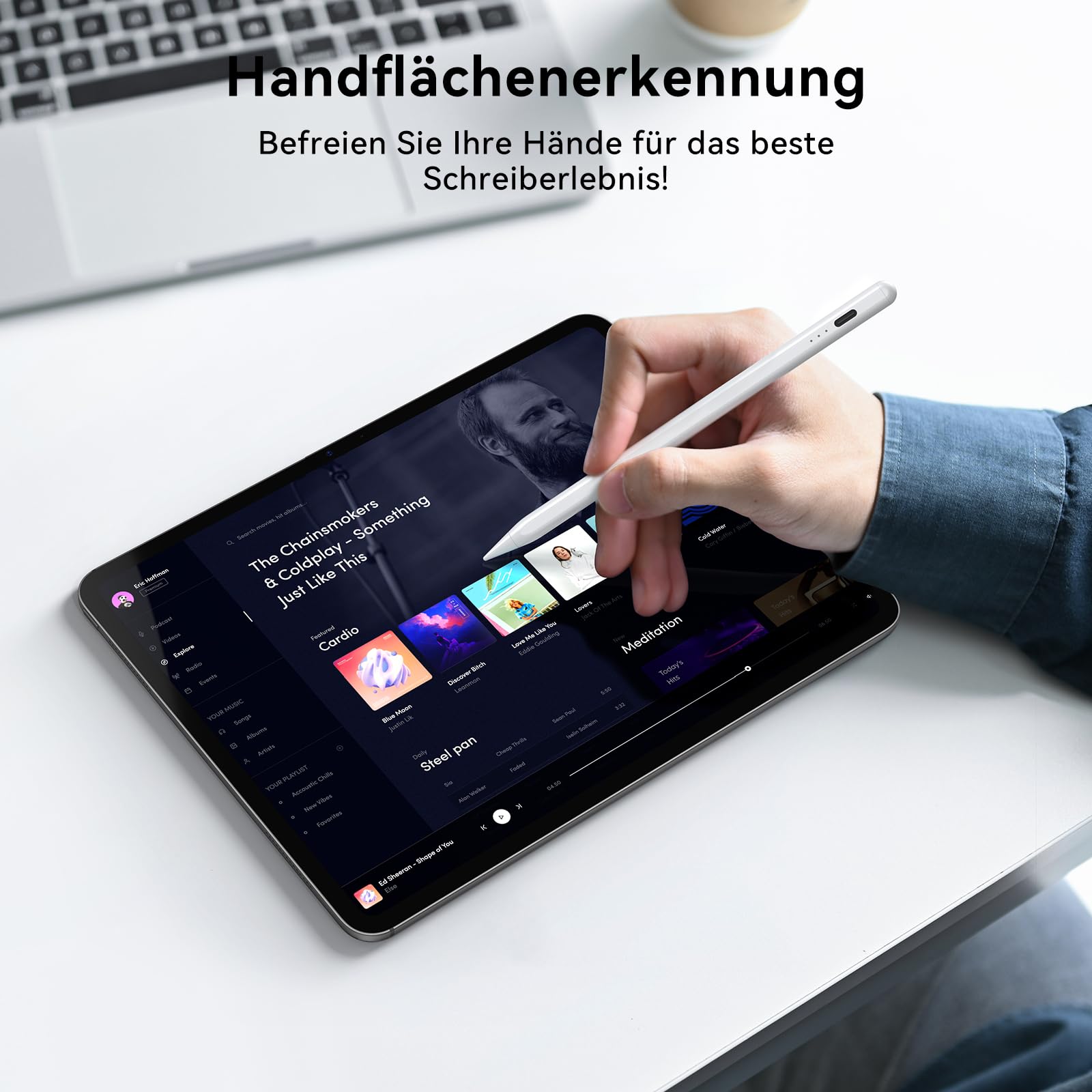 HJCE Pencil 2. generacji rysik do Apple iPad (2018-2025), dokładność pikseli, czułość na nachylenie, kompatybilny z iPad 11(A16)/10/9/8/7/6, Pro 12,9/11/13", Air 3/4/5, Mini 5/6/A17