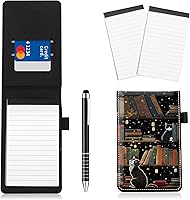 Vista 24 de Juego de 4 soportes para bloc de notas de tamaño de bolsillo, de piel sintética, mini bloc de notas con 2 bloc de notas pequeños y lápiz capacitivo