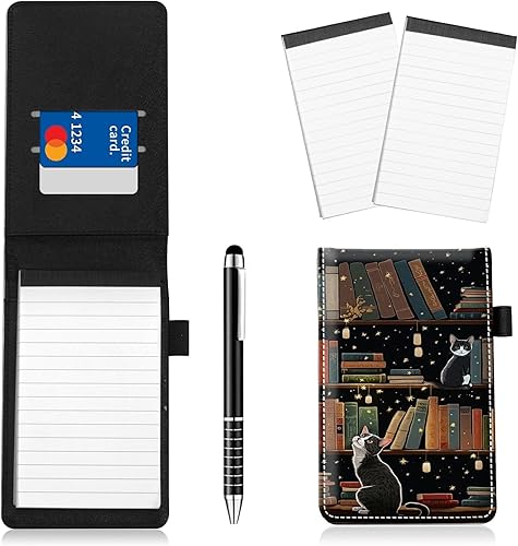 Miniatura 83 de Juego de 4 soportes para bloc de notas de tamaño de bolsillo, de piel sintética, mini bloc de notas con 2 bloc de notas pequeños y lápiz capacitivo