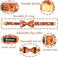 Vista 56 de Maca Bates Fall Maple Leaf Dog Collar with Sailor Bow Tie for Extra Small Girl,Boy,Autumn Foliage Puppy Collars with Bowtie Breakaway Adjustable