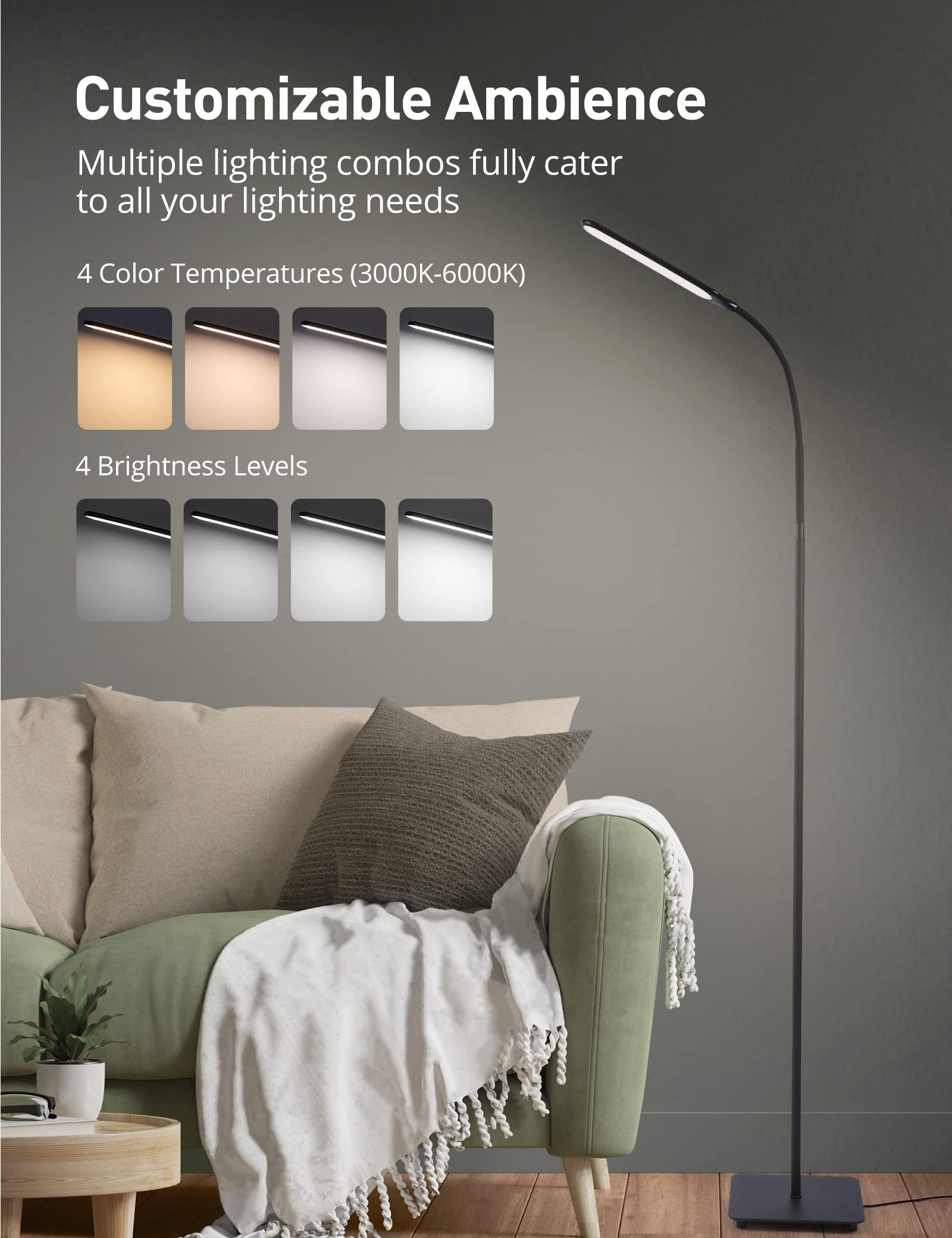 Lampada Da Terra LED IFalarila - 120 LED, 10W, 3 Colori E 10 Luminosità, Flessibile - Foto 10