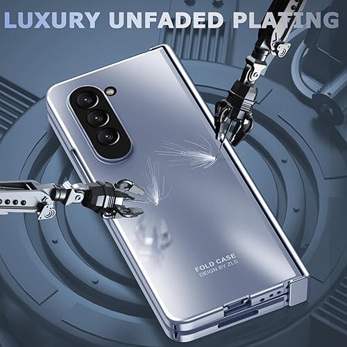 Miniatura 2 de NINKI Funda compatible con Samsung Galaxy Z Fold 5 con protector de pantalla, galvanoplastia esmerilada azul degradado, a prueba de golpes, para