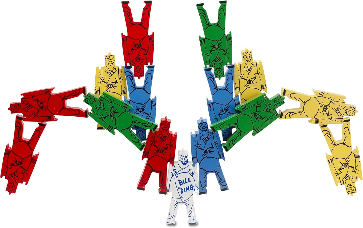 Bill Ding Original Balancing Clowns Deluxe Set Unique Colorful Stacking Building Interlocking Wooden Blocks Educational for Age 3+ Boys & Girls Motor Skills Hand Eye Coordination
