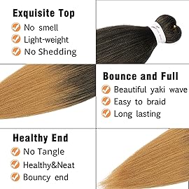 Ubeleco Pre Stretched Braiding Hair, 8 Packs 20 inch Braiding Hair Pre Stretched Yaki Texture, Hot Water Setting, Easy To Install Professional Synthetic Ombre Hair for Braiding(20in,1B/27)