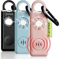 Vista 12 de Alarma de seguridad personal Weten para mujeres - Sirena de pánico de 130 dB de volumen alto en llavero, paquete de 3 unidades - Silbato