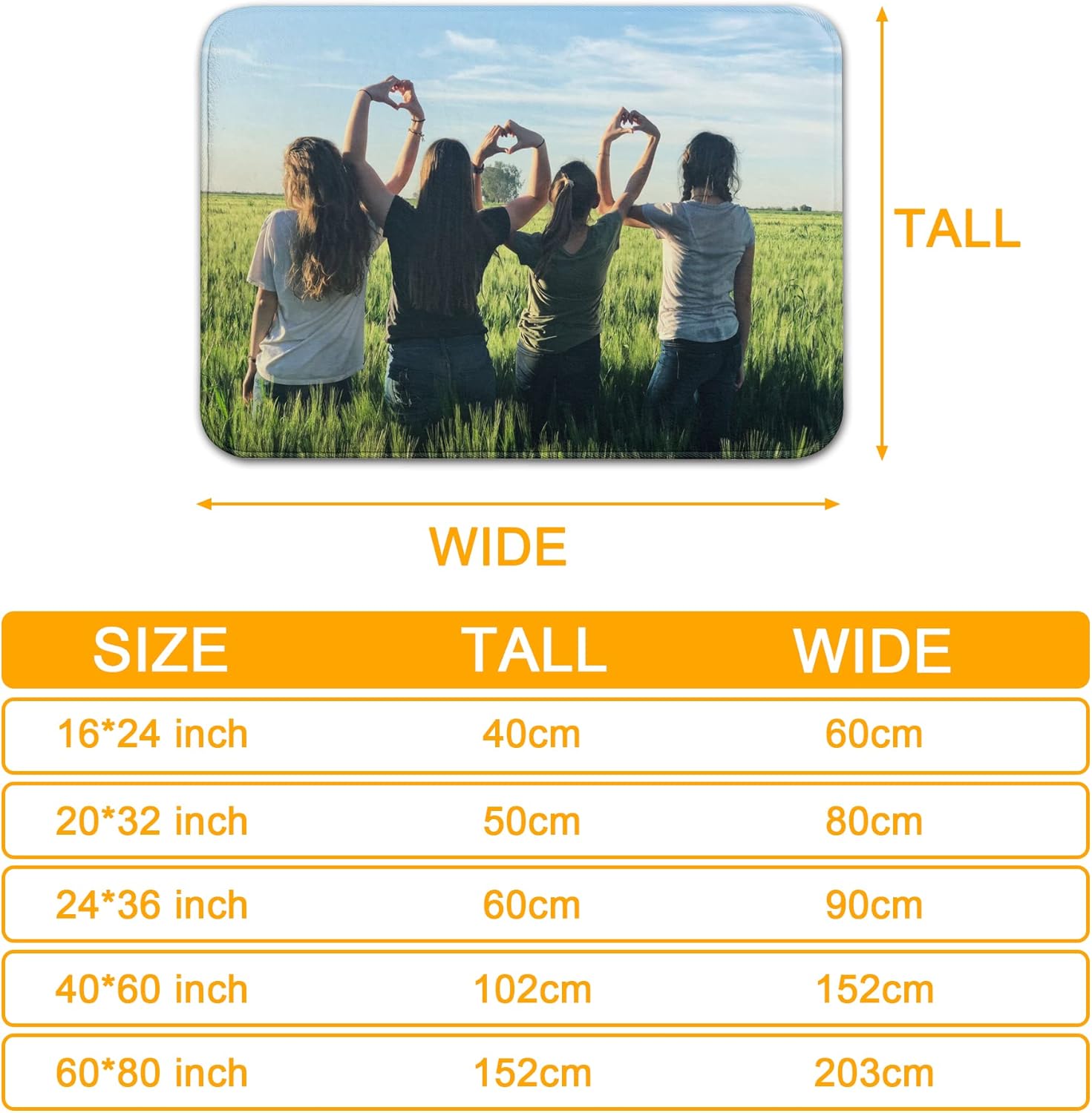 Custom Rug Personalized Decor Door Mat Add Your Photo Text Logo Name Customized Non-Slip Area Floor Carpet Home Decoration for Bedroom Bathroom Living Room Entryway Patio Office 24 x36 inches