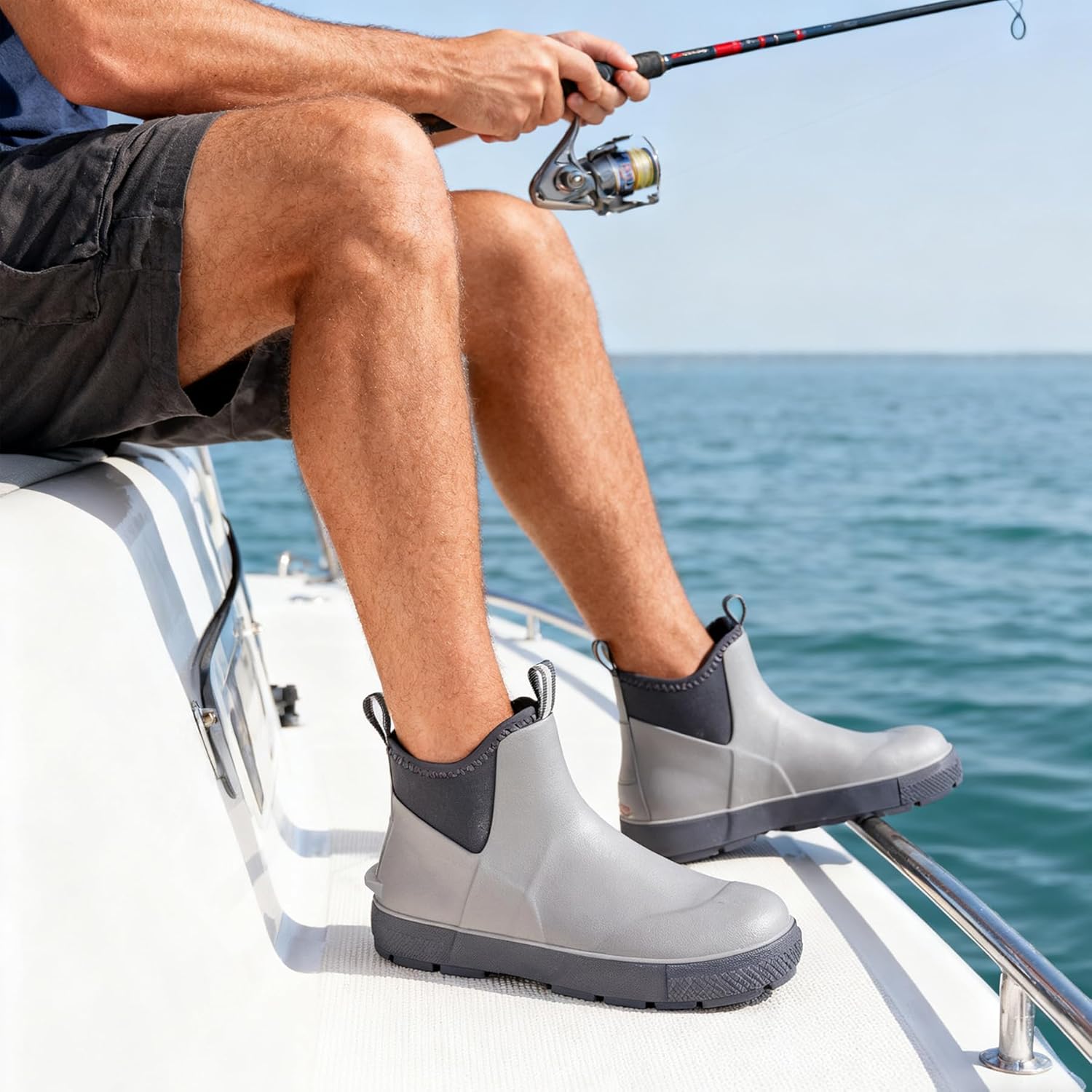 Rain Boots for Men Waterproof Men's Deck Boots Fishing Booties Anti-Slip Rubber Boots Ankle Comfort Lightweight Gardening Shoes for Yard Farm Outdoor Work Boating - Image 9