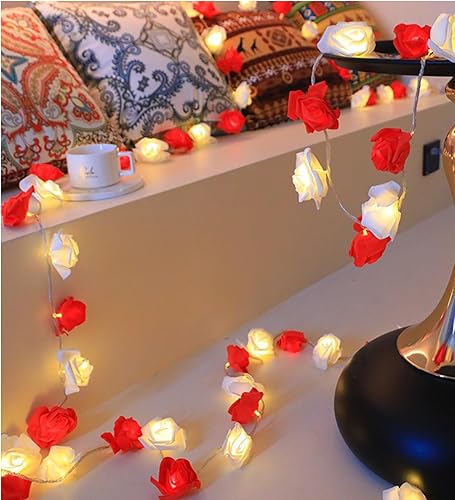 Miniatura 3 de Guirnalda de luces de rosas para el día de San Valentín, 118 pulgadas, 20 luces LED, 3 pilas AAA, luces de hadas de flores para boda, habitación,