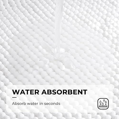 Miniatura 4 de GRANNY SAYS Alfombras de baño de felpilla antideslizantes, lavables, suaves de color blanco para baño, 16 x 24 pulgadas, tapete de baño súper