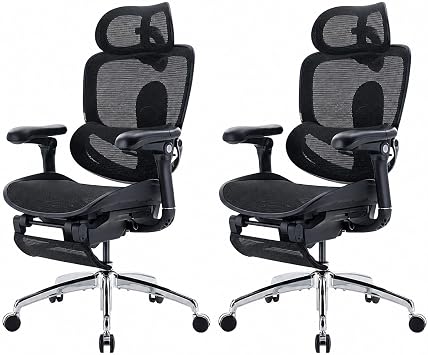 SIHOO Doro C300 Pro V2 Ergonomic Office Chair with Footrest & Full-Body Adaptive Support, 8D Armrests & Breathable Mesh, Comfy High Back Desk Chair for Long Hours, 135 Recline,2 Packs, Jet Black