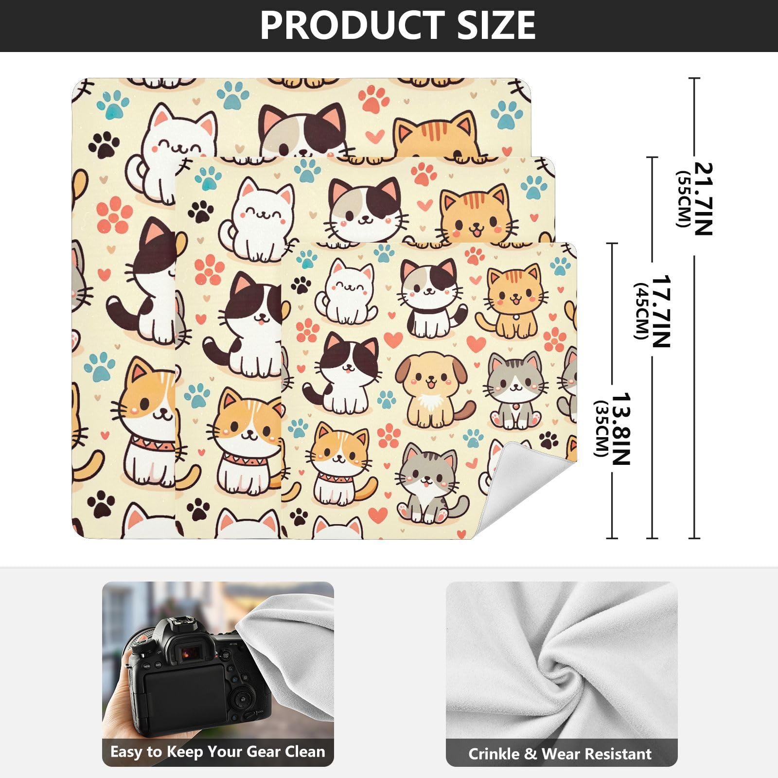 ODAWA Camera Protective Wrap Cute Cats Dogs Self-adhesive Cloth 21.7